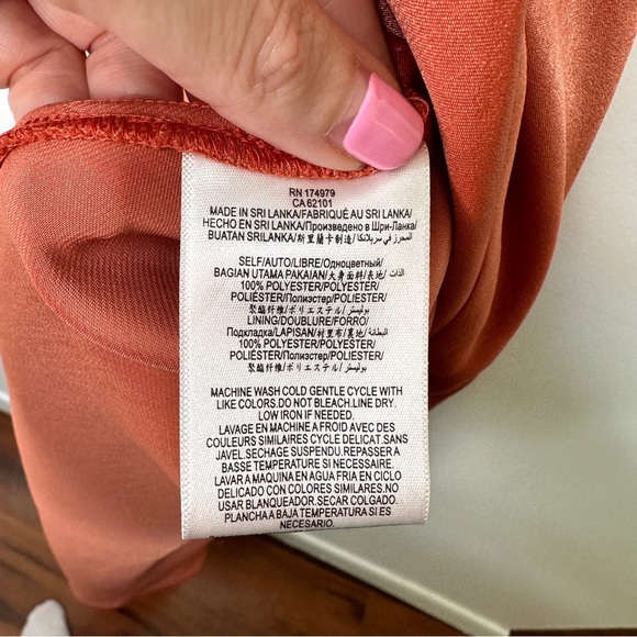 NWT BCBGeneration Silky Satin Cooper Rose Rust Slip Maxi Dress Medium - Picture 11 of 12